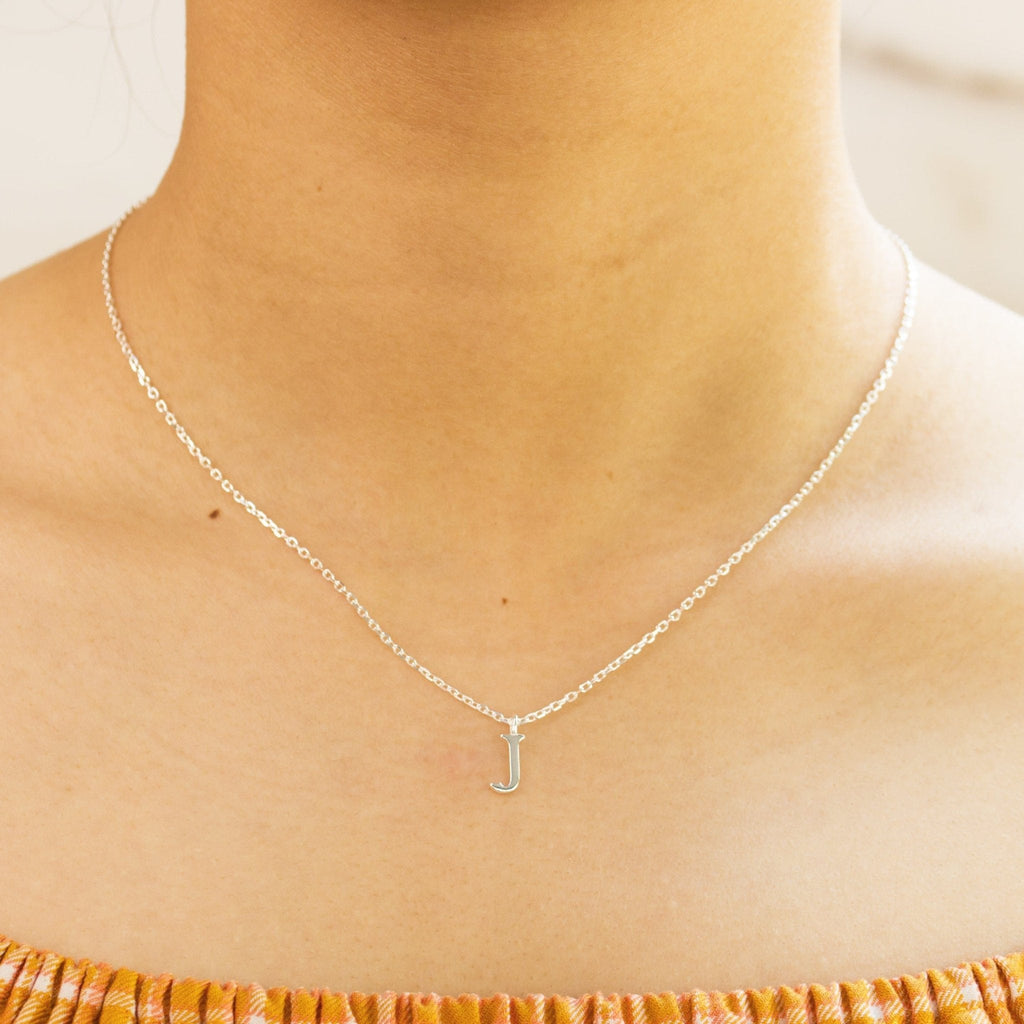 Sterling Silver Initial J Necklace