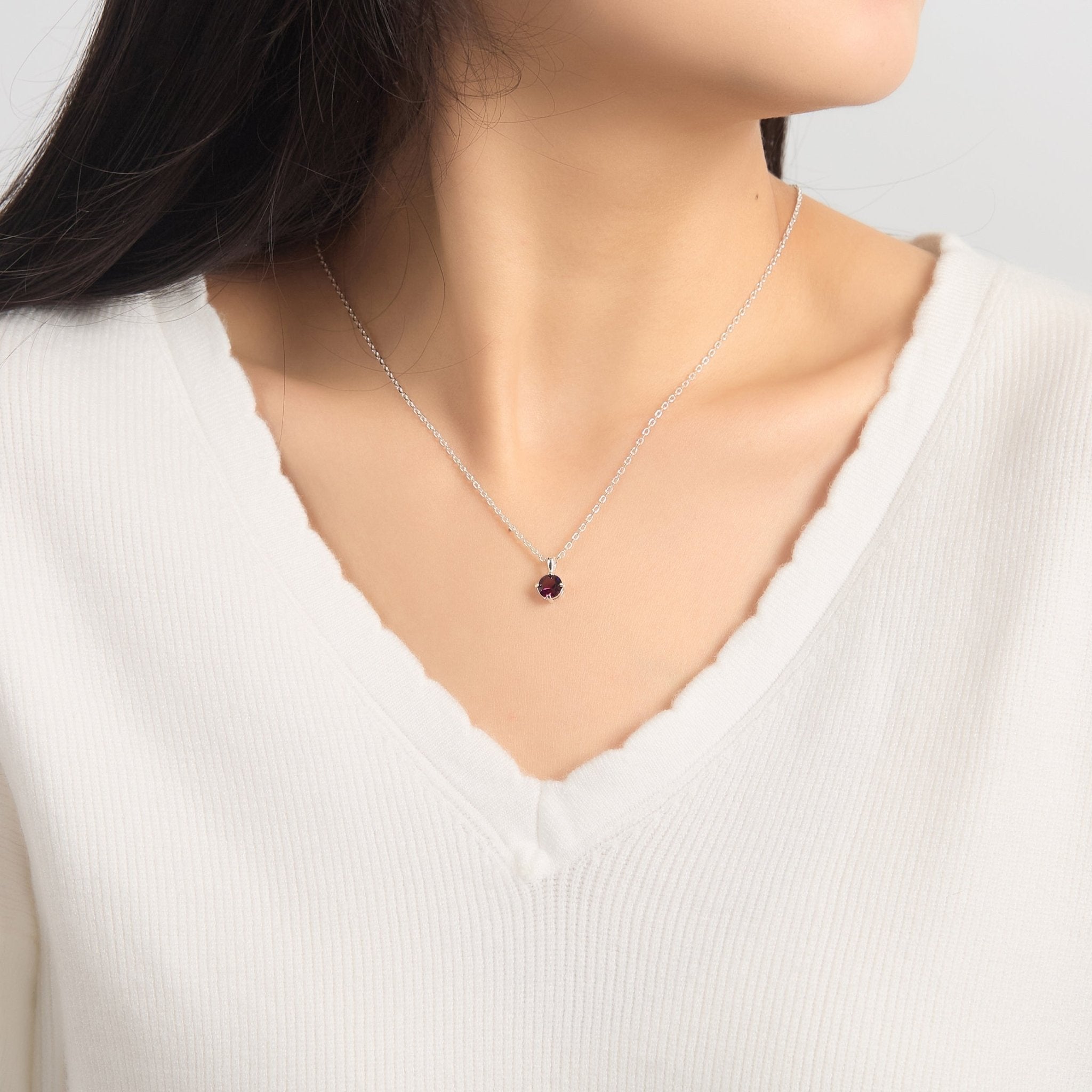 Sterling Silver June (Alexandrite) Birthstone Necklace Created with Zircondia® Crystals