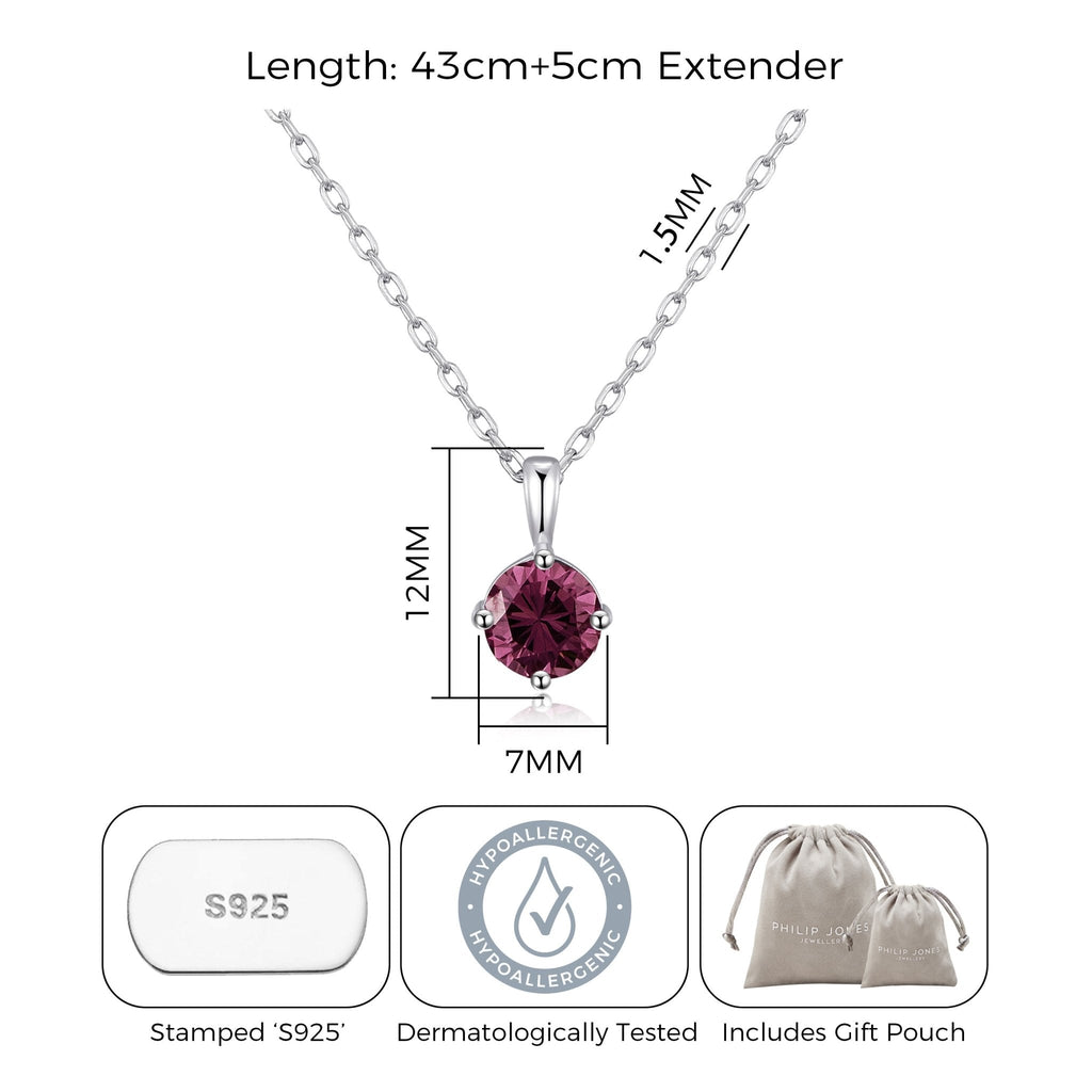 Sterling Silver June (Alexandrite) Birthstone Necklace Created with Zircondia® Crystals