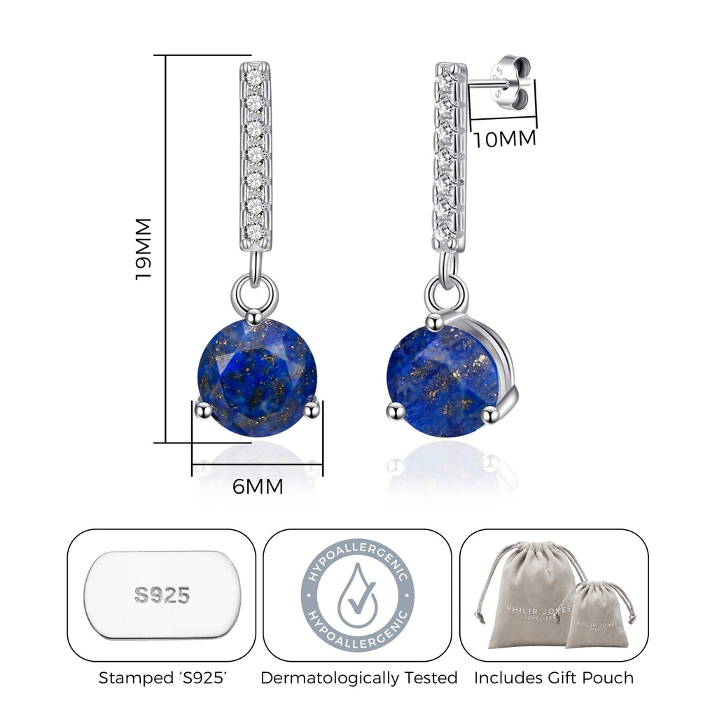 Sterling Silver Lapis Gemstone Drop Earrings