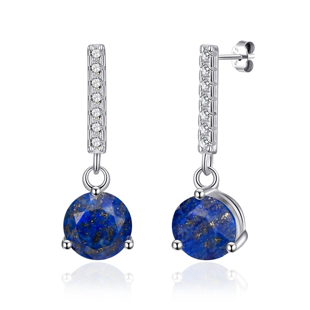 Sterling Silver Lapis Gemstone Drop Earrings with Quote Card