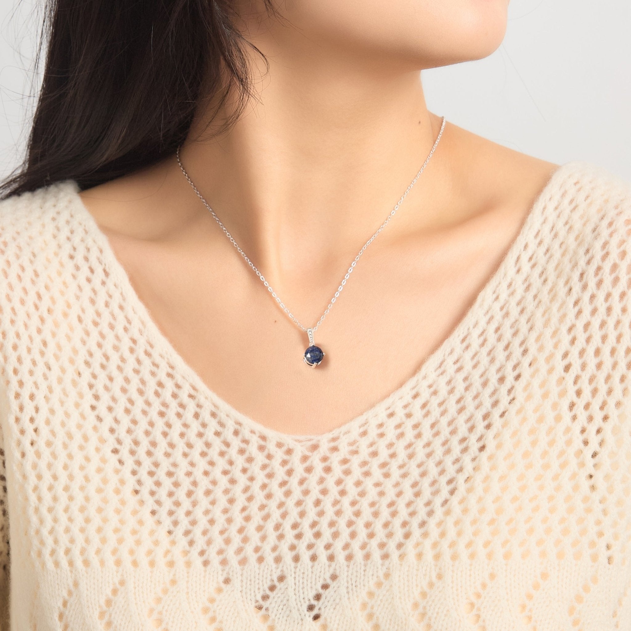 Sterling Silver Lapis Gemstone Necklace