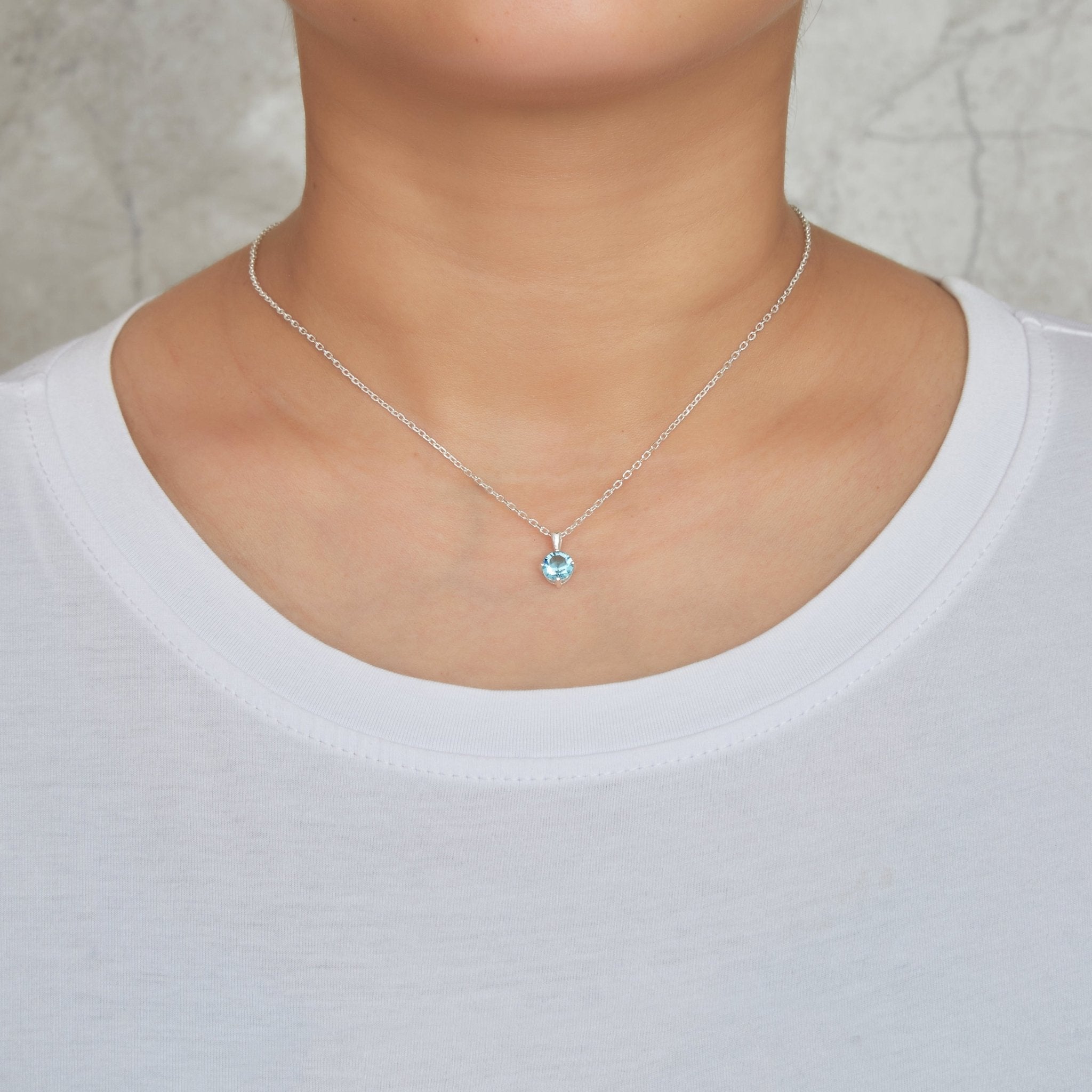 Sterling Silver Light Blue Necklace Created with Zircondia® Crystals