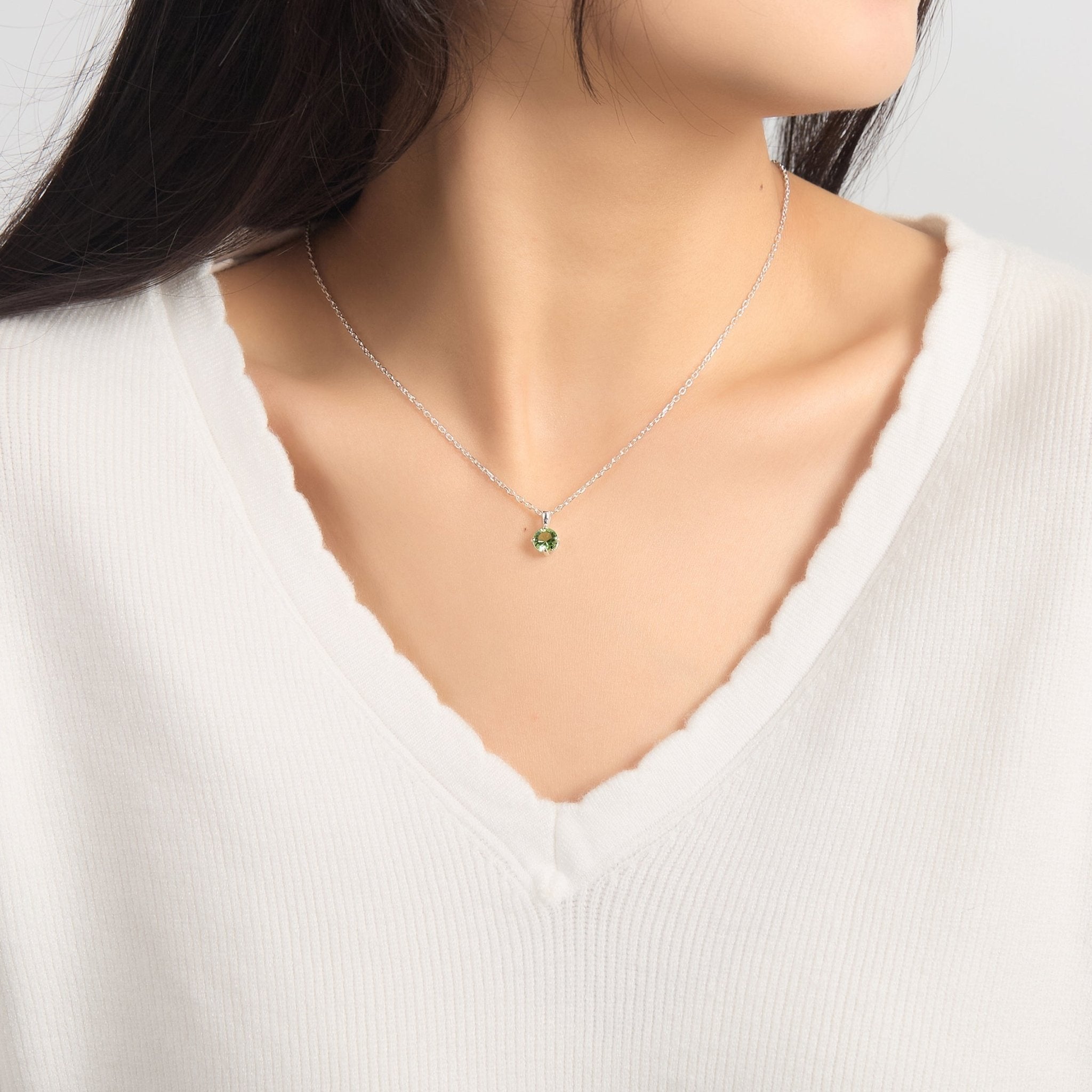 Sterling Silver Light Green Necklace Created with Zircondia® Crystals