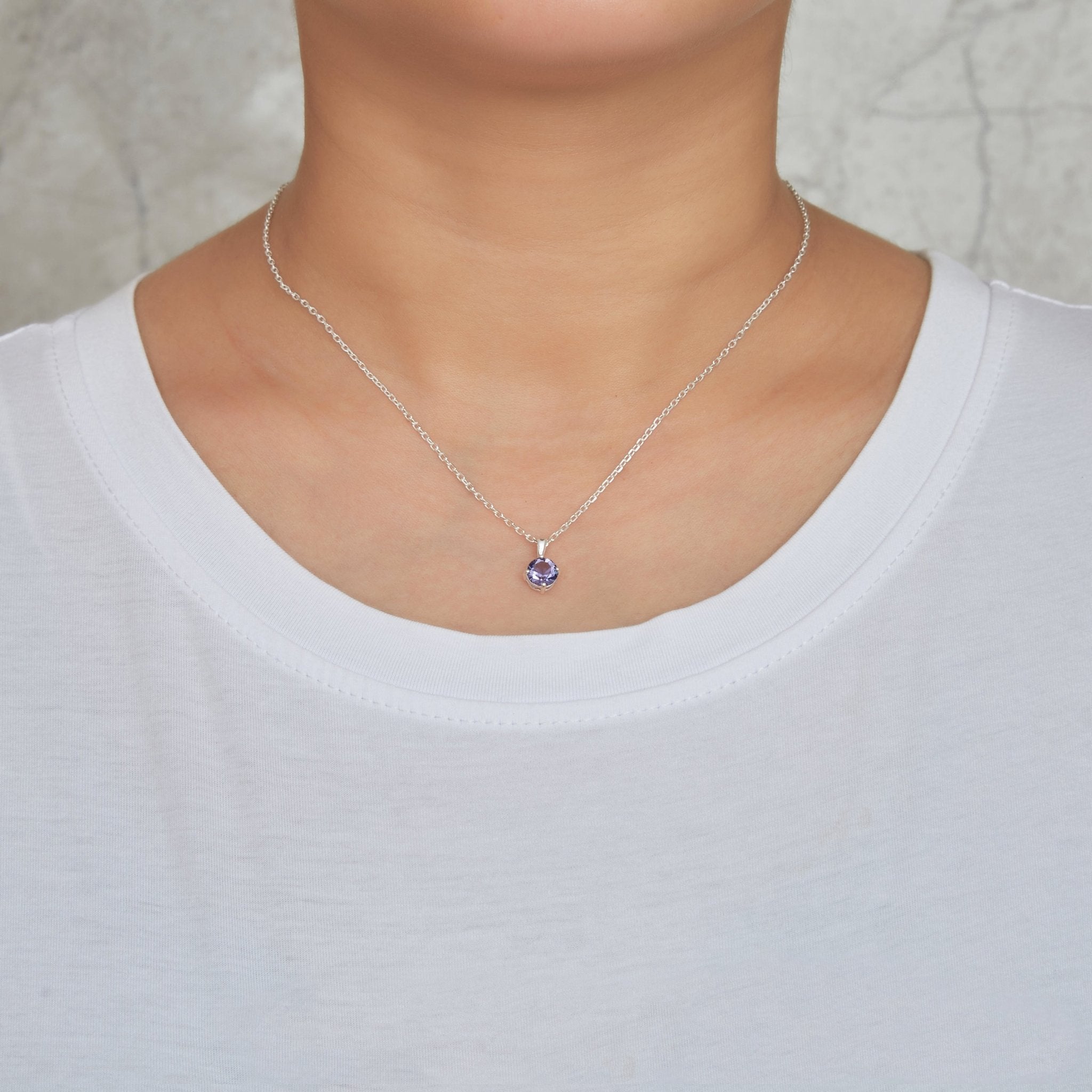 Sterling Silver Light Purple Necklace Created with Zircondia® Crystals