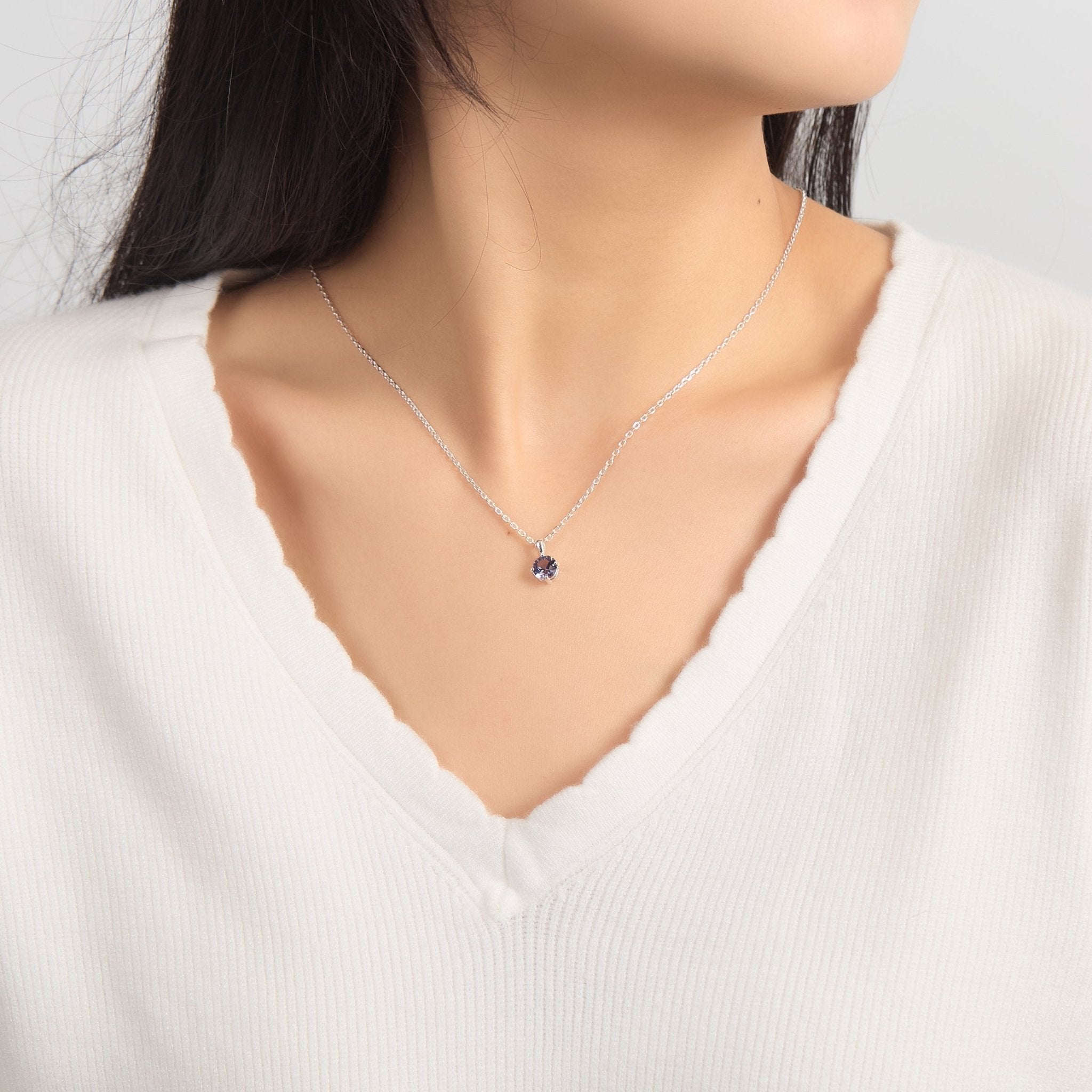 Sterling Silver Light Purple Necklace Created with Zircondia® Crystals