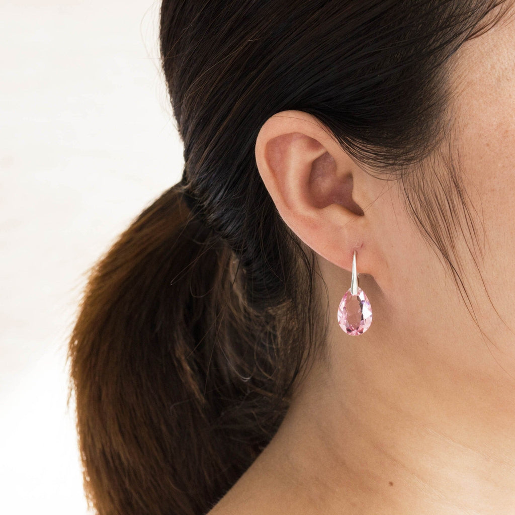 Sterling Silver Light Pink Drop Earrings Created with Zircondia® Crystals