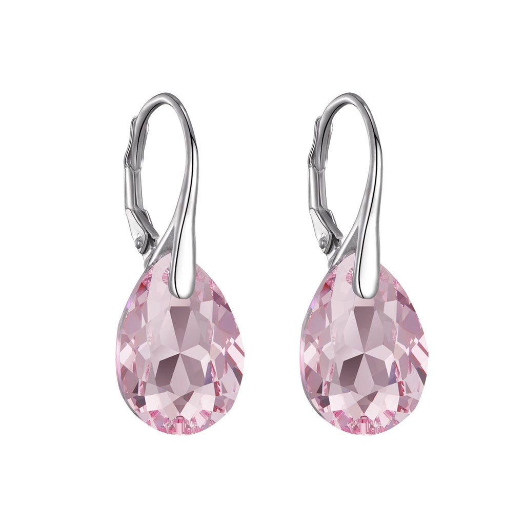 Sterling Silver Light Pink Drop Earrings Created with Zircondia® Crystals