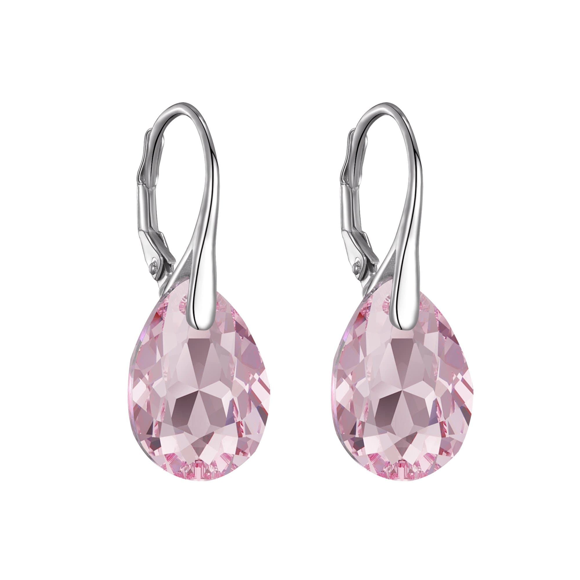 Sterling Silver Light Pink Drop Earrings Created with Zircondia® Crystals