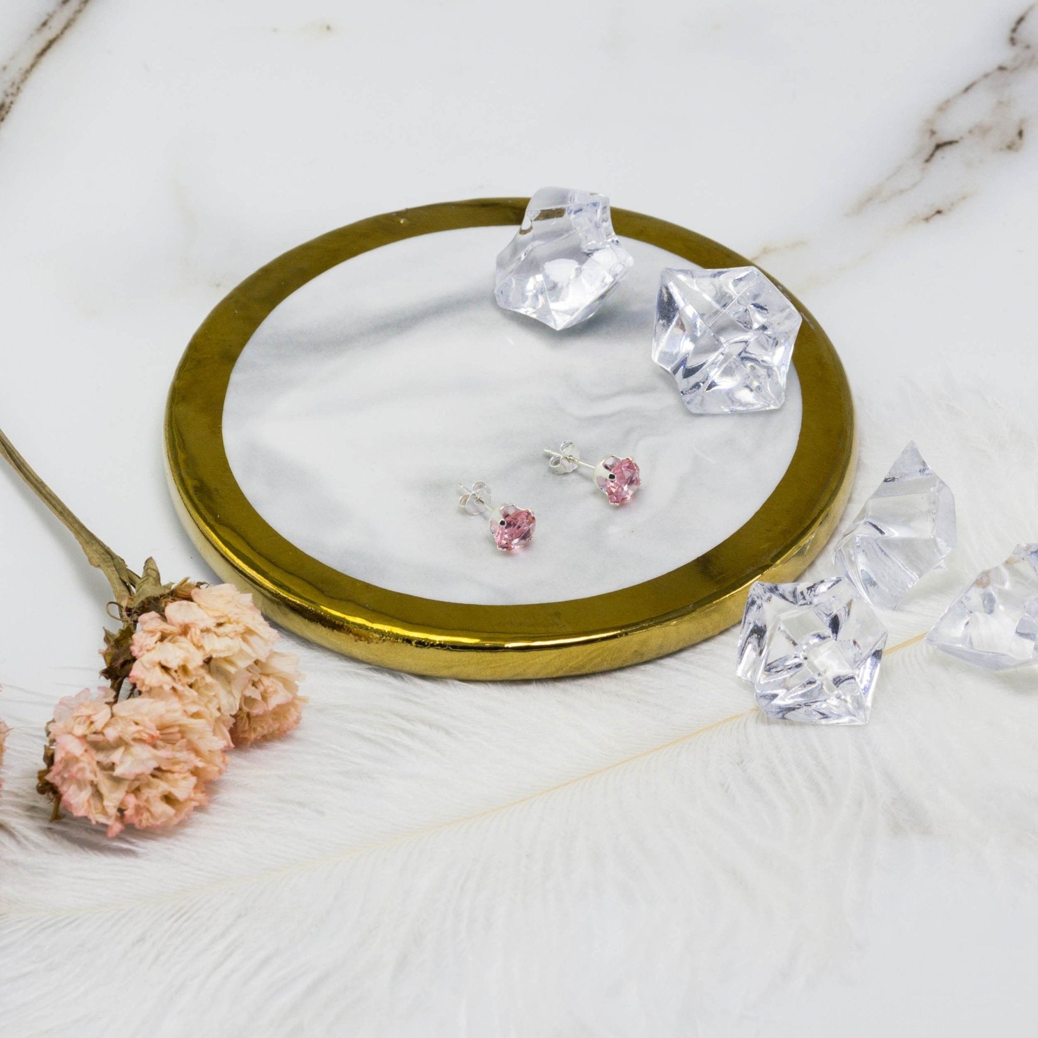 Sterling Silver Light Pink Earrings Created with Zircondia® Crystals