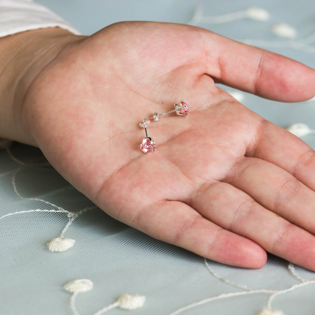 Sterling Silver Light Pink Earrings Created with Zircondia® Crystals