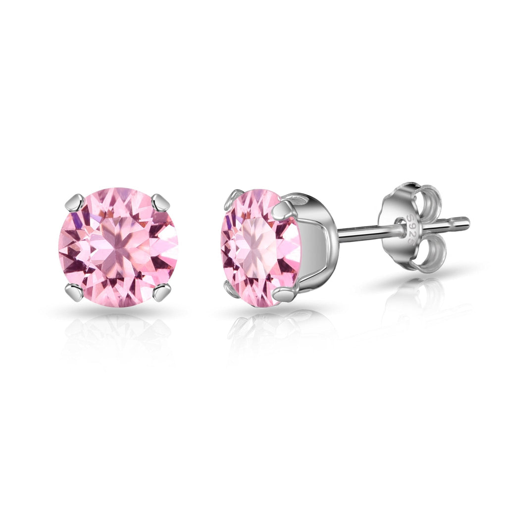 Sterling Silver Light Pink Earrings Created with Zircondia® Crystals