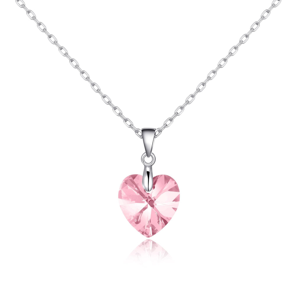 Sterling Silver Light Pink Heart Necklace Created with Zircondia® Crystals