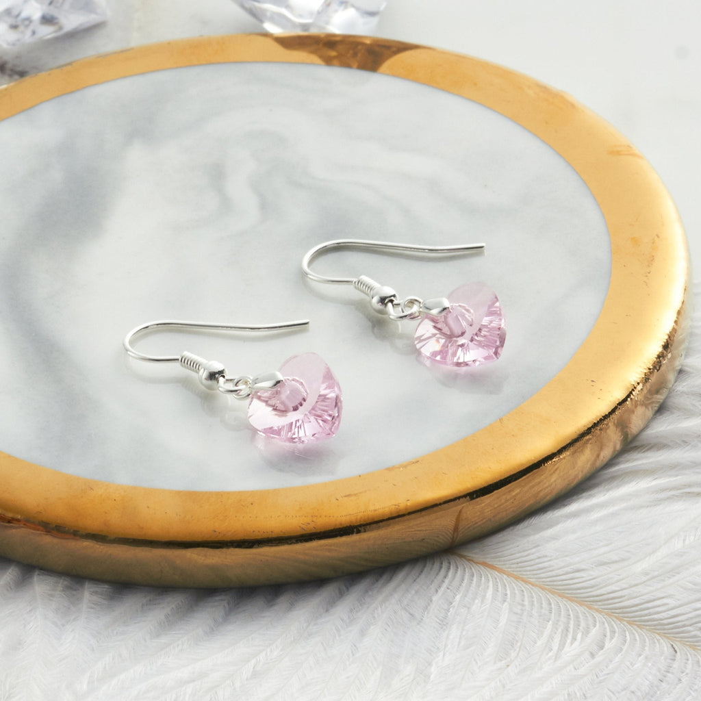 Sterling Silver Light Pink Heart Set Created with Zircondia® Crystals