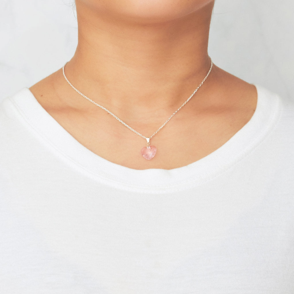 Sterling Silver Light Pink Heart Set Created with Zircondia® Crystals