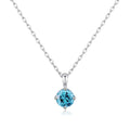 Sterling Silver March (Aquamarine) Birthstone Necklace Created with Zircondia® Crystals