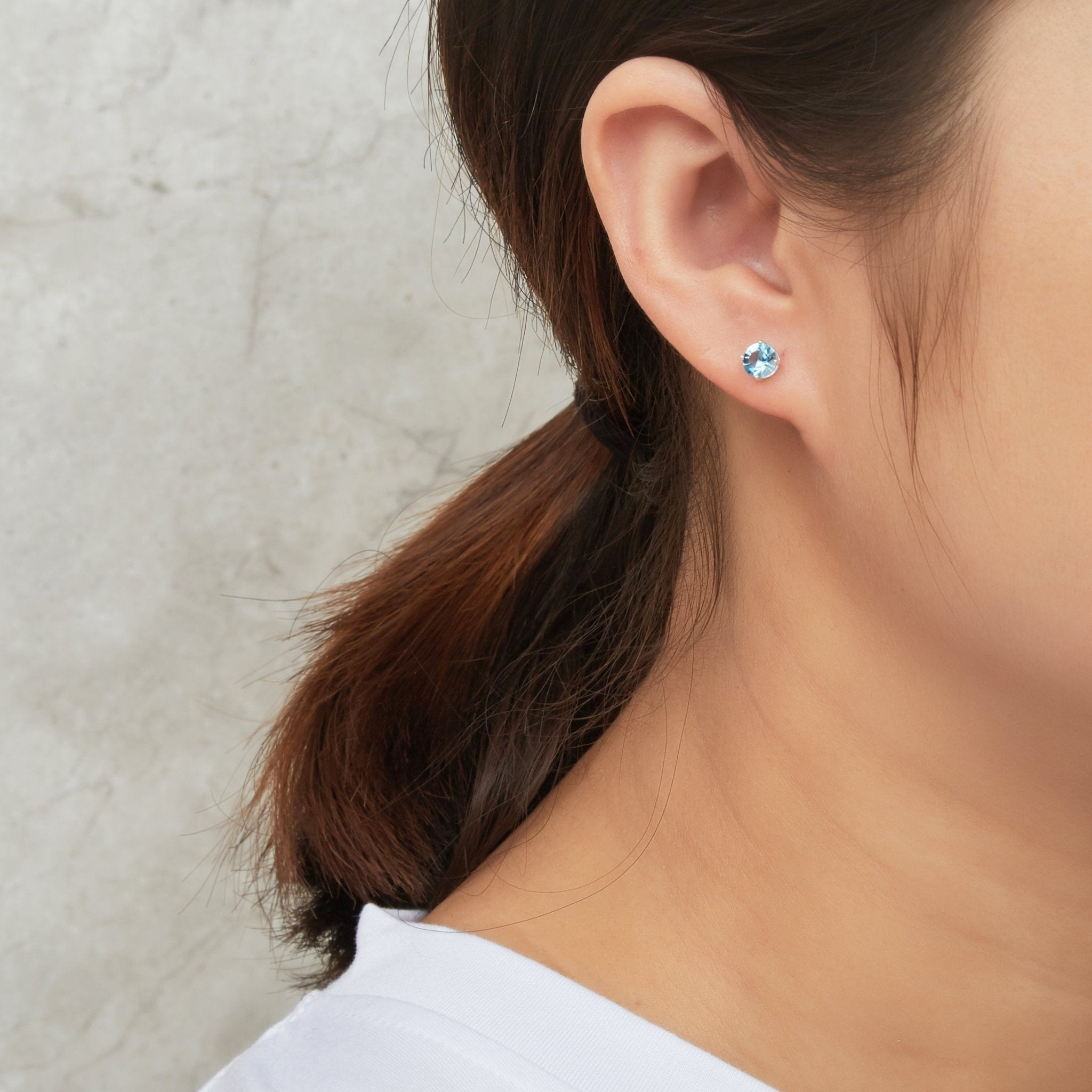 Sterling Silver March (Aquamarine) Birthstone Necklace & Earrings Set Created with Zircondia® Crystals