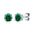 Sterling Silver May (Emerald) Birthstone Earrings Created with Zircondia® Crystals