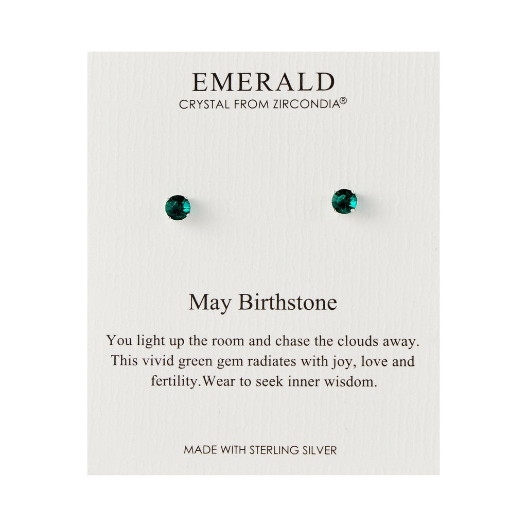 Sterling Silver May (Emerald) Birthstone Earrings Created with Zircondia® Crystals