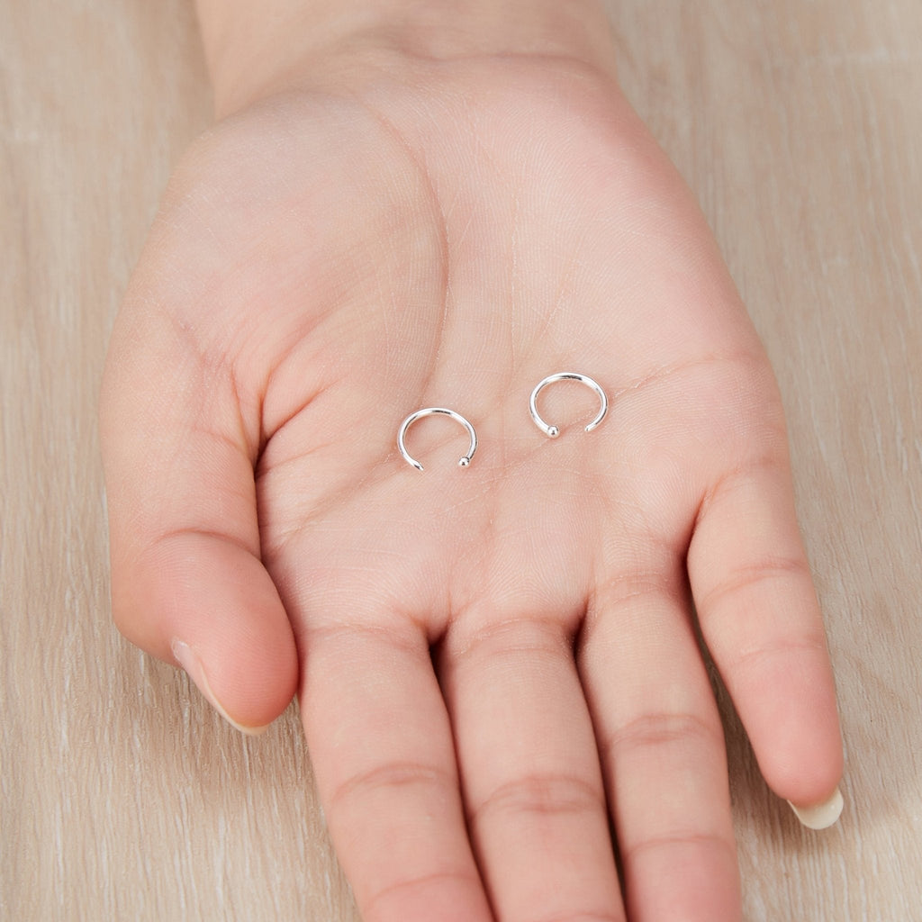 Sterling Silver Micro Thread Hoop Earrings
