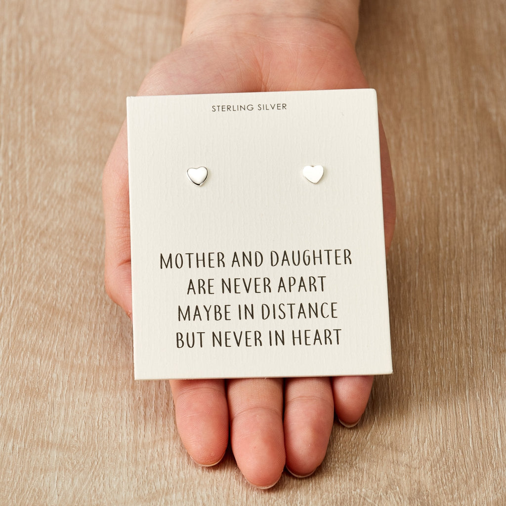 Sterling Silver Mother and Daughter Quote Heart Earrings