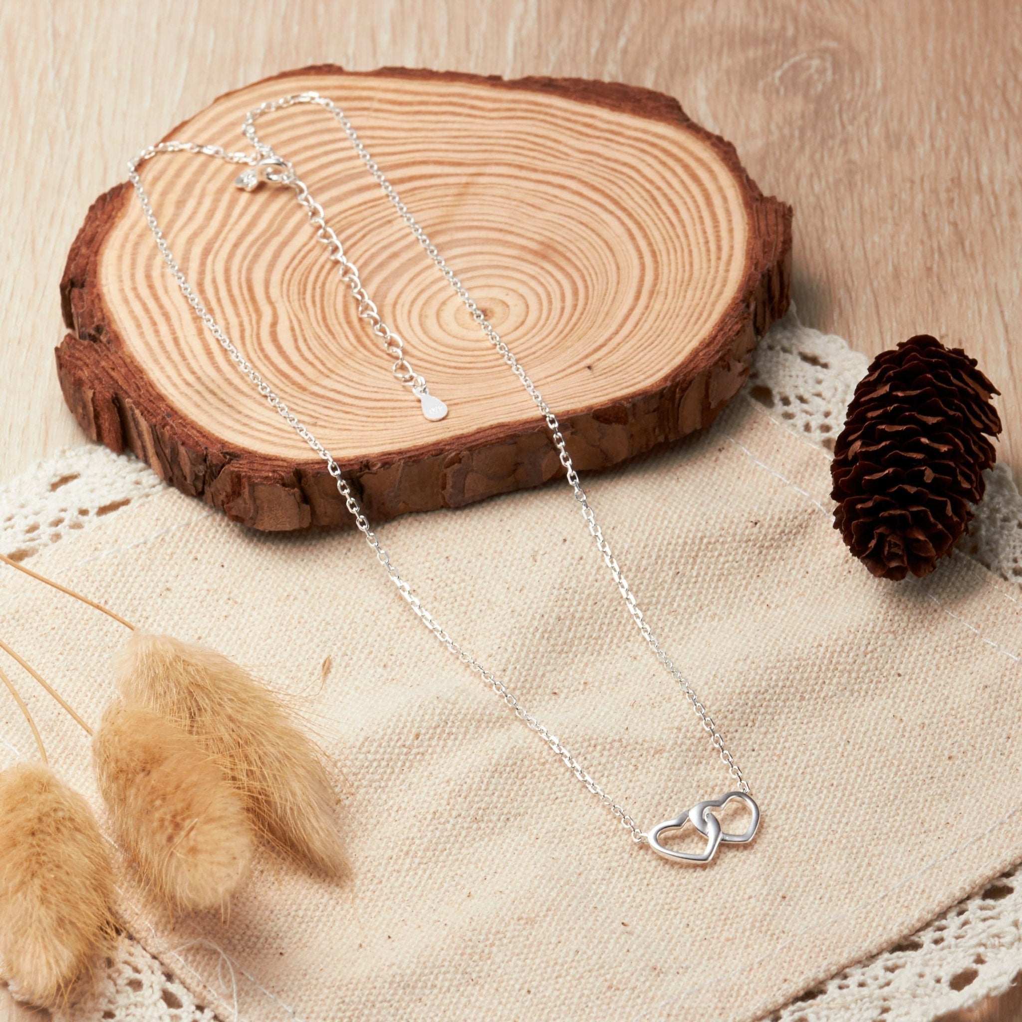 Sterling Silver Mother and Daughter Quote Heart Link Necklace
