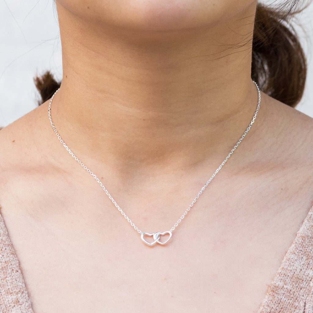 Sterling Silver Mother and Daughter Quote Heart Link Necklace