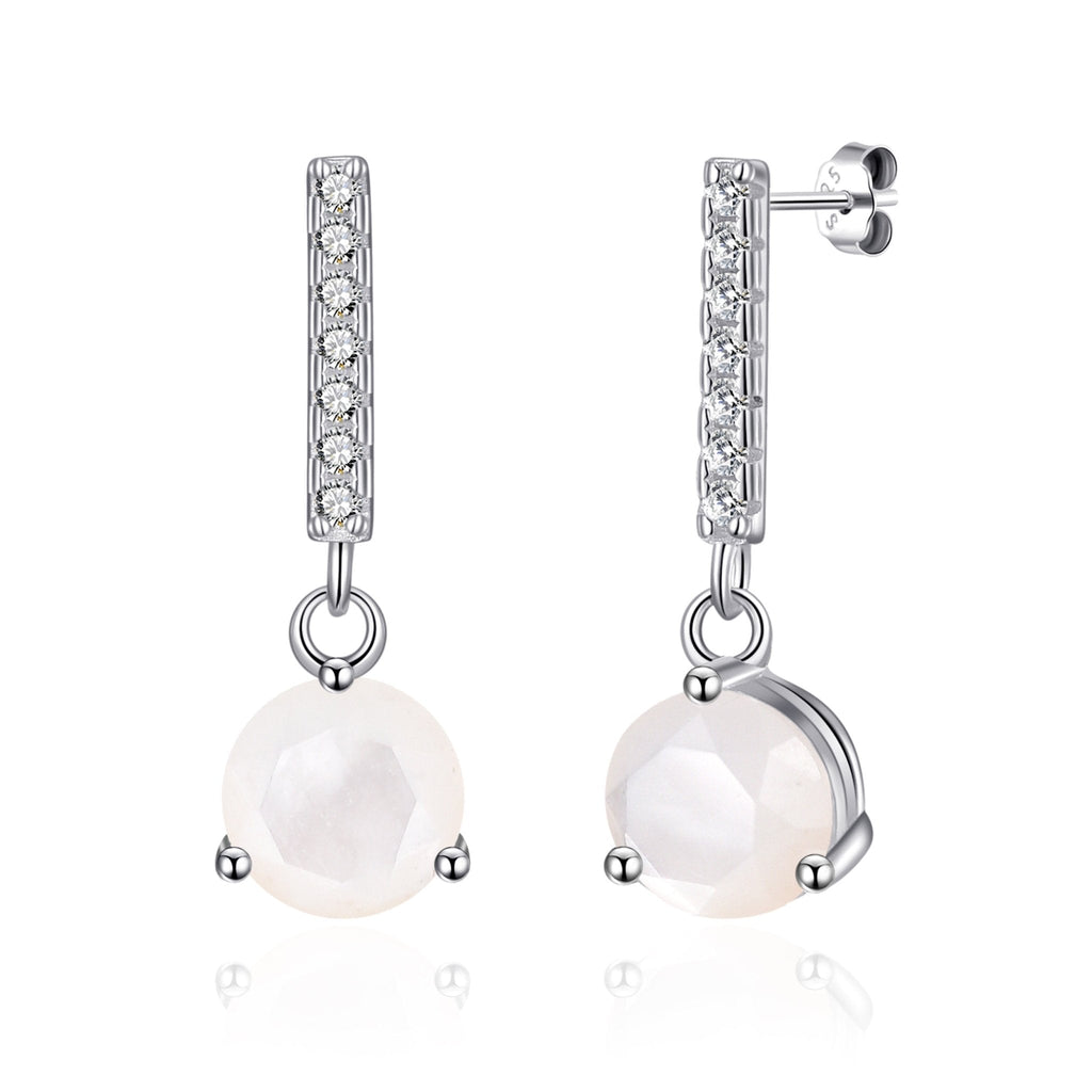 Sterling Silver Mother of Pearl Gemstone Drop Earrings with Quote Card