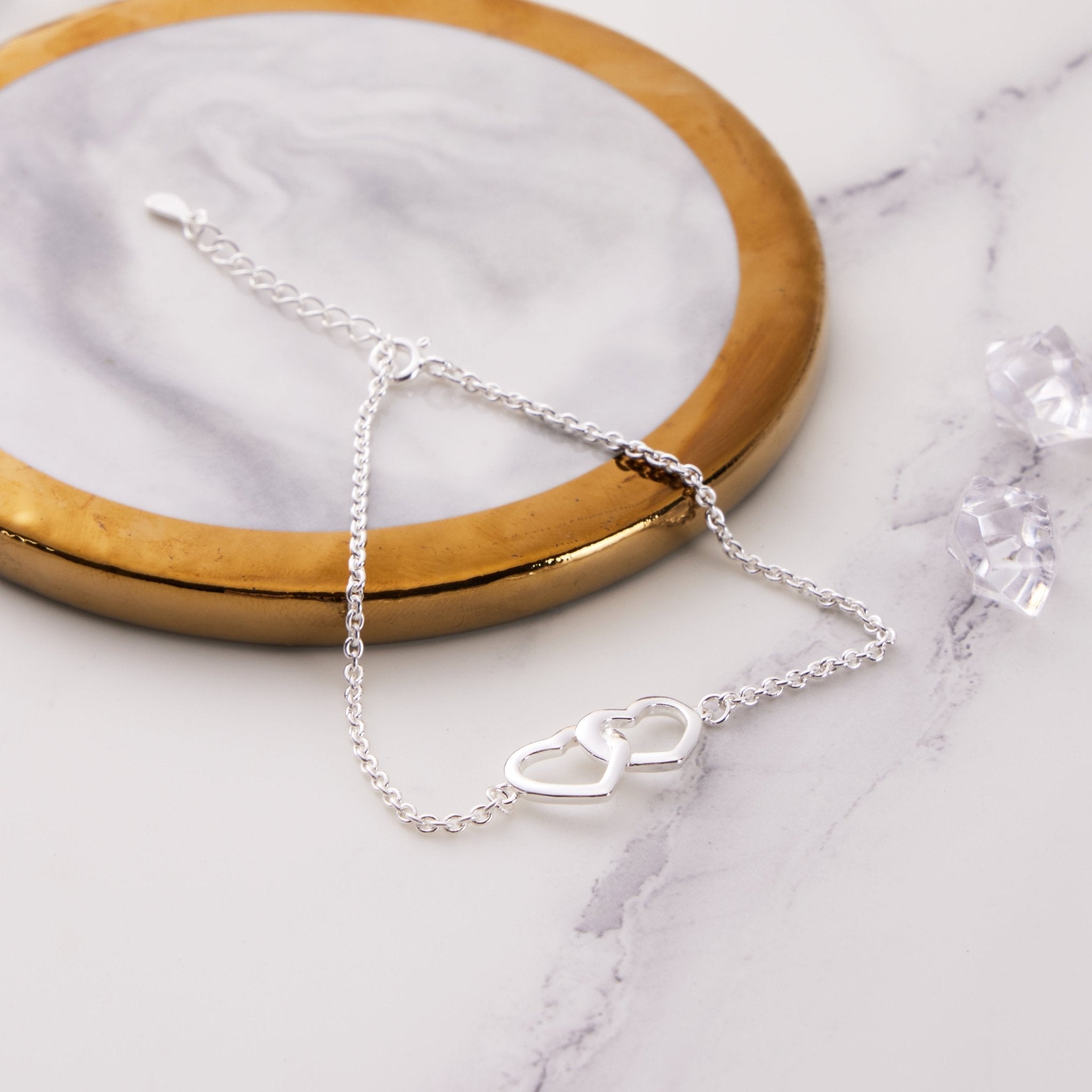 Sterling Silver Mother and Daughter Quote Heart Link Bracelet