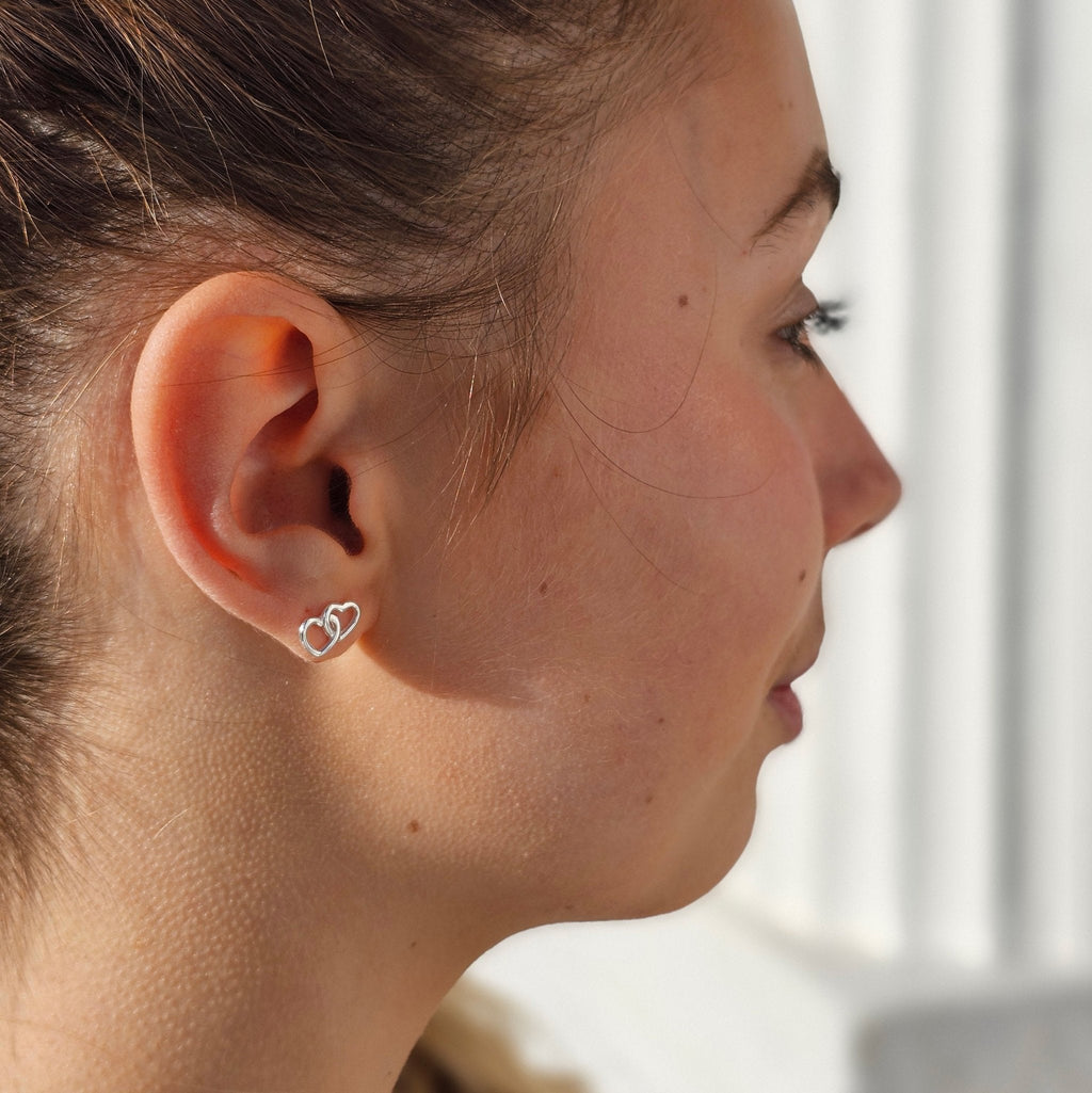 Sterling Silver Heart Link Earrings
