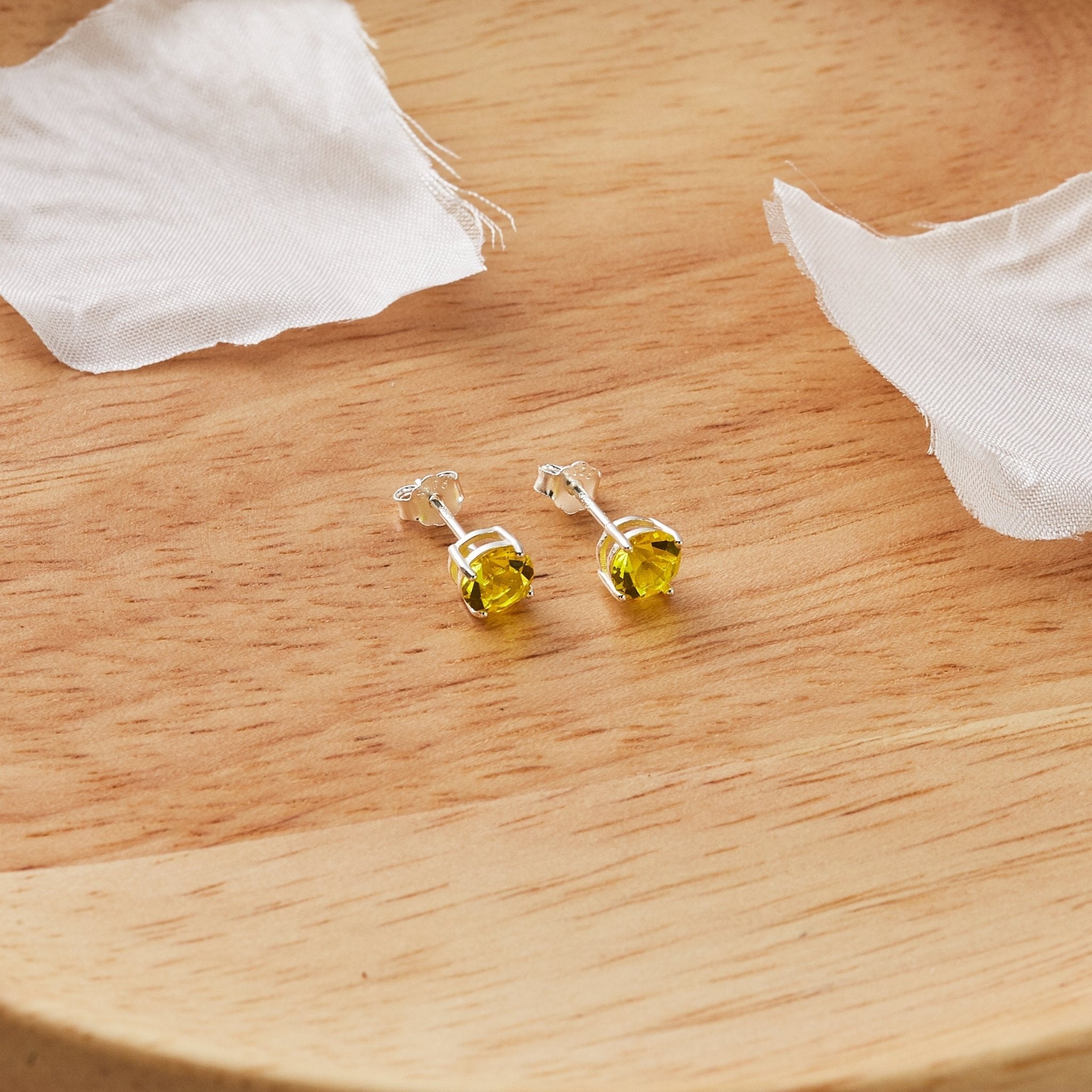 Sterling Silver November (Topaz) Birthstone Earrings Created with Zircondia® Crystals