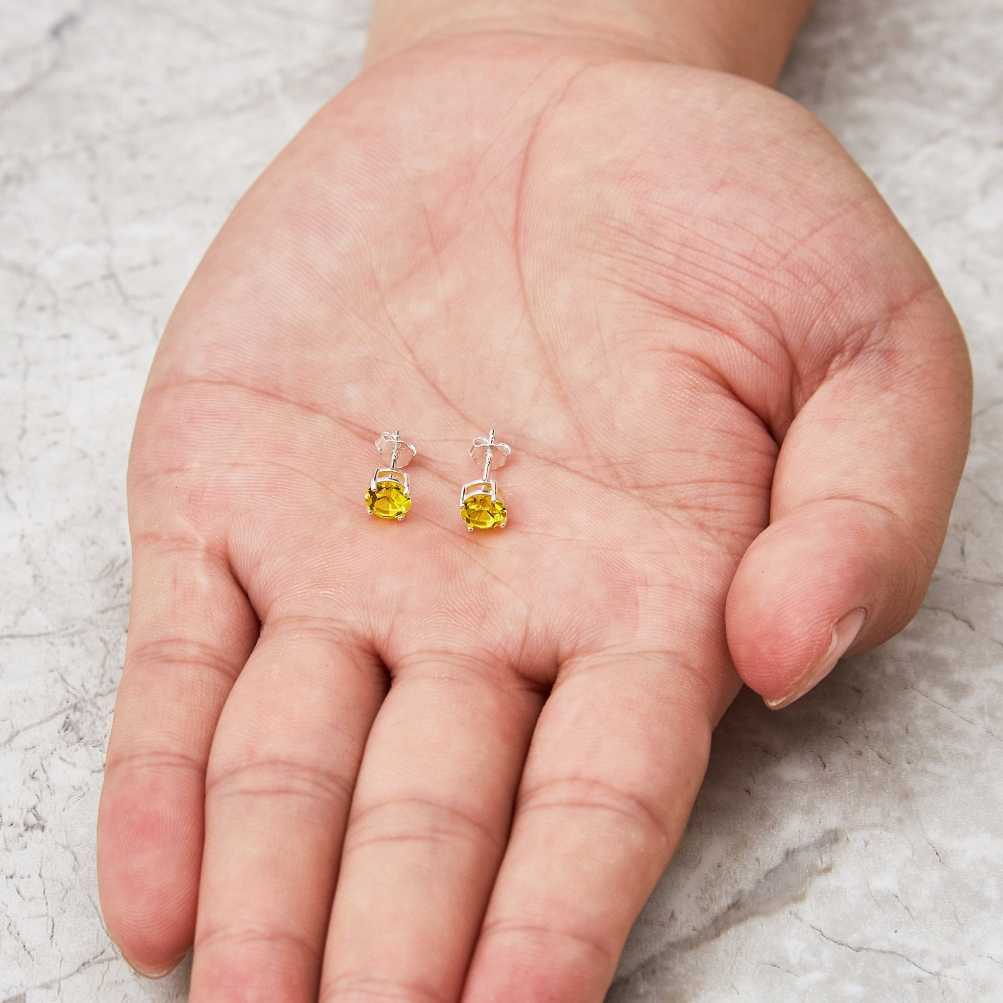 Sterling Silver November (Topaz) Birthstone Earrings Created with Zircondia® Crystals