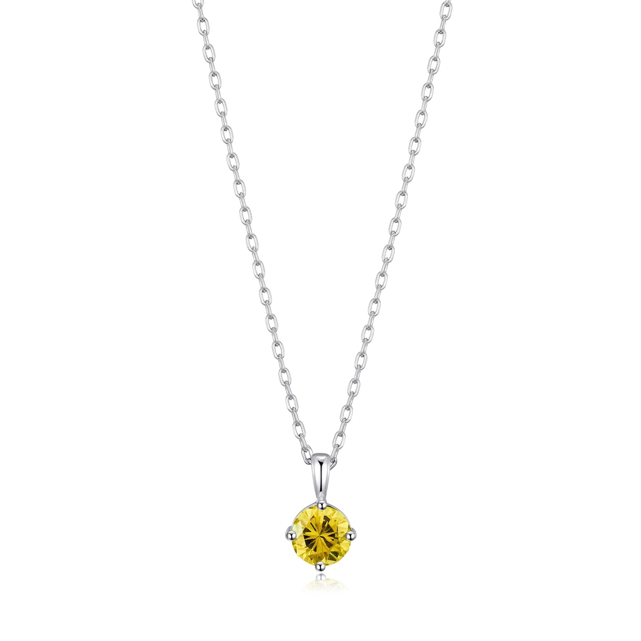 Sterling Silver November (Topaz) Birthstone Necklace Created with Zircondia® Crystals
