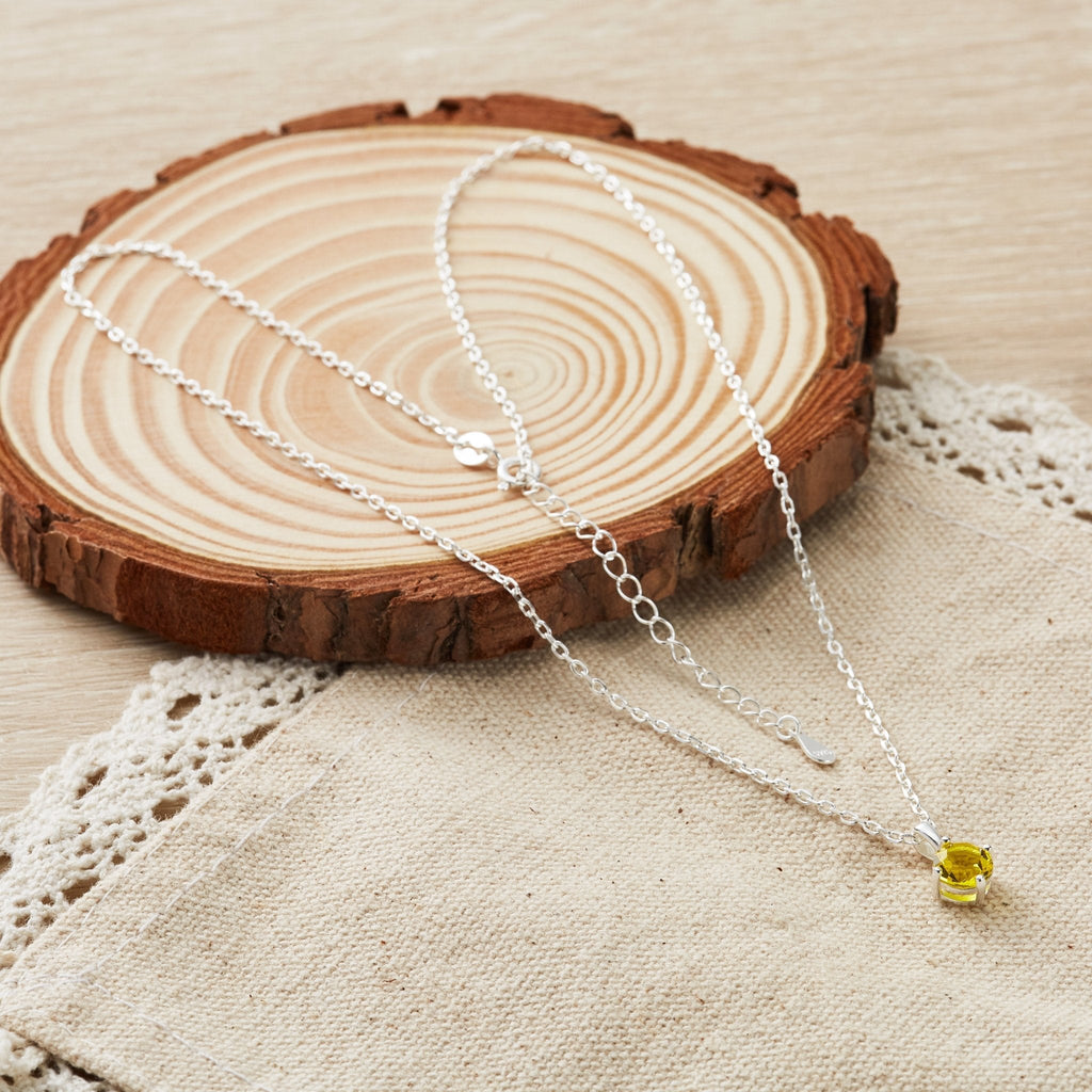 Sterling Silver November (Topaz) Birthstone Necklace Created with Zircondia® Crystals