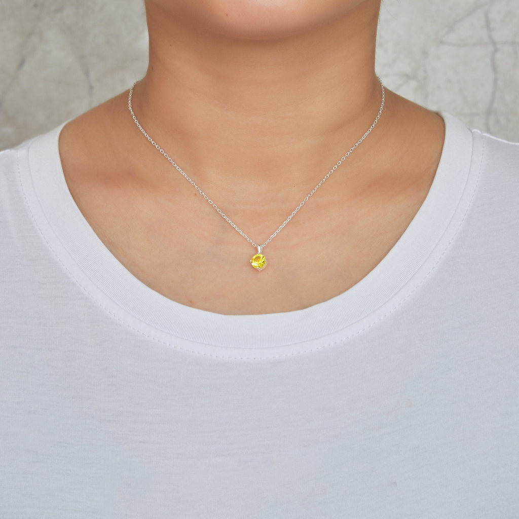 Sterling Silver November (Topaz) Birthstone Necklace Created with Zircondia® Crystals