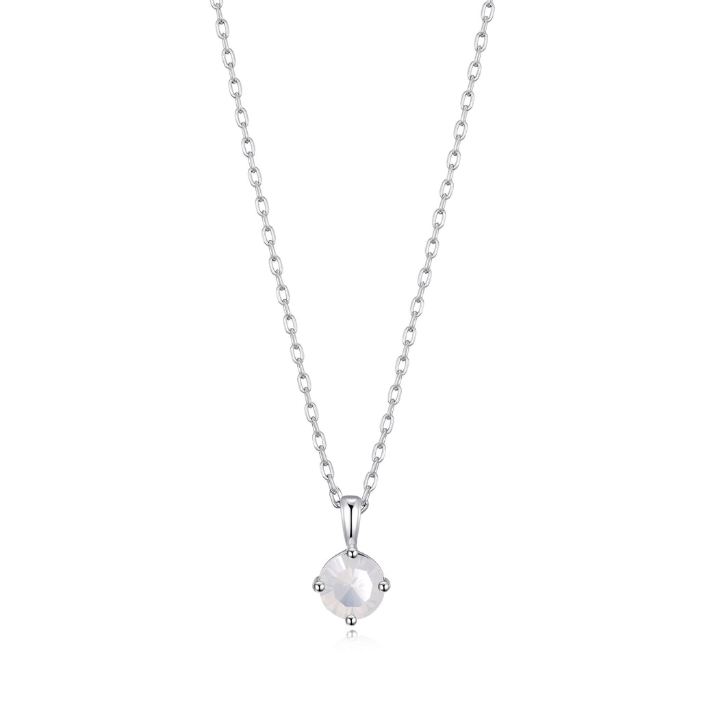 Sterling Silver October (Opal) Birthstone Necklace Created with Zircondia® Crystals