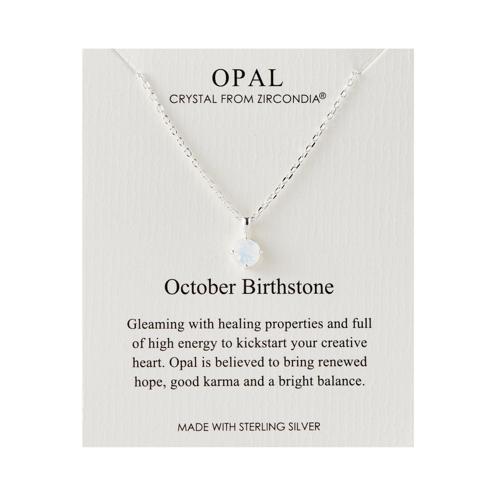 Sterling Silver October (Opal) Birthstone Necklace Created with Zircondia® Crystals