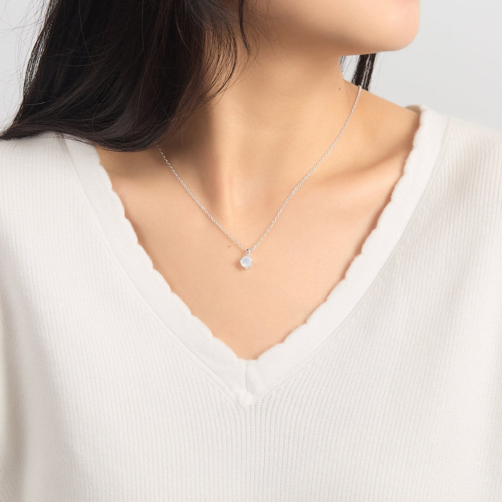 Sterling Silver October (Opal) Birthstone Necklace Created with Zircondia® Crystals