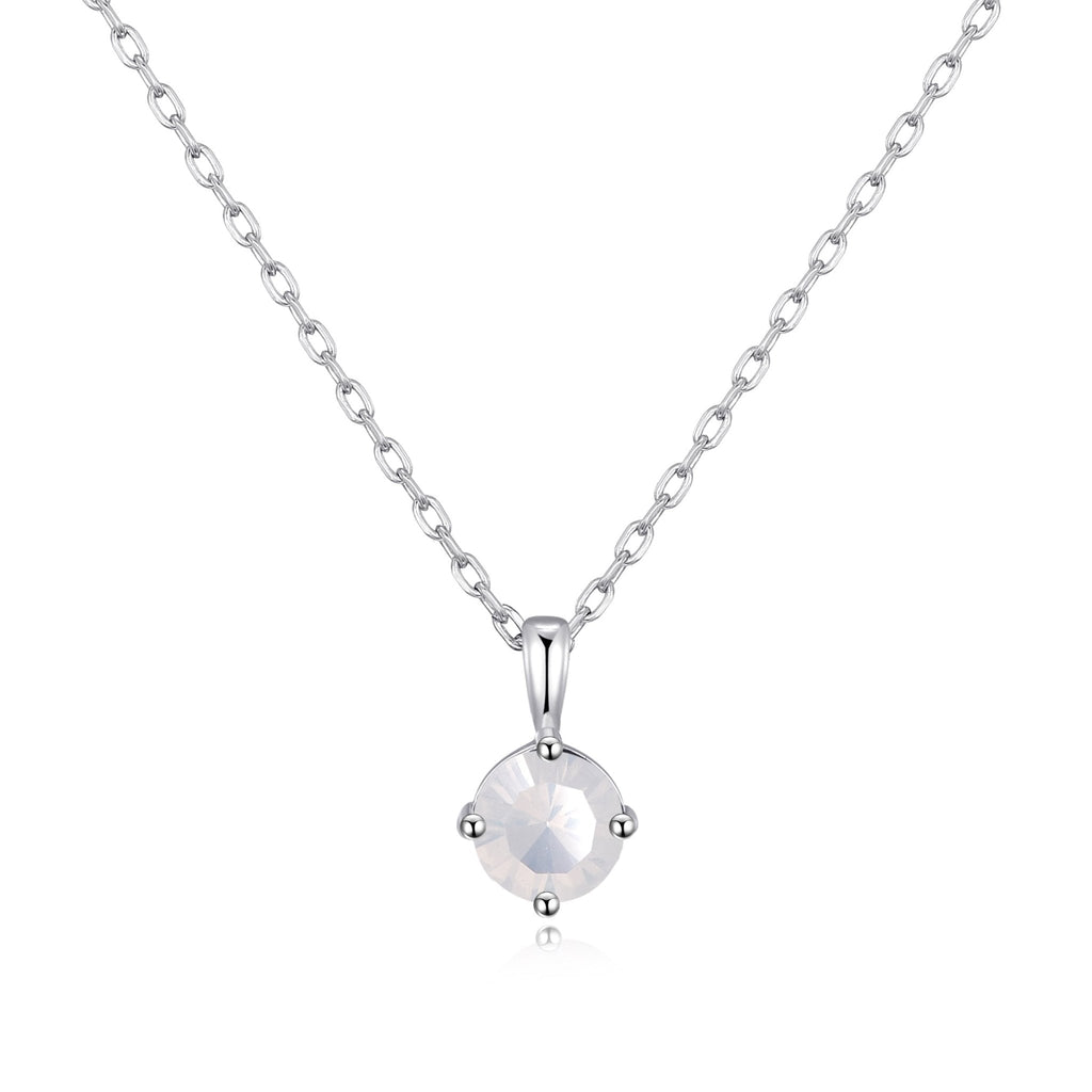 Sterling Silver October (Opal) Birthstone Necklace Created with Zircondia® Crystals