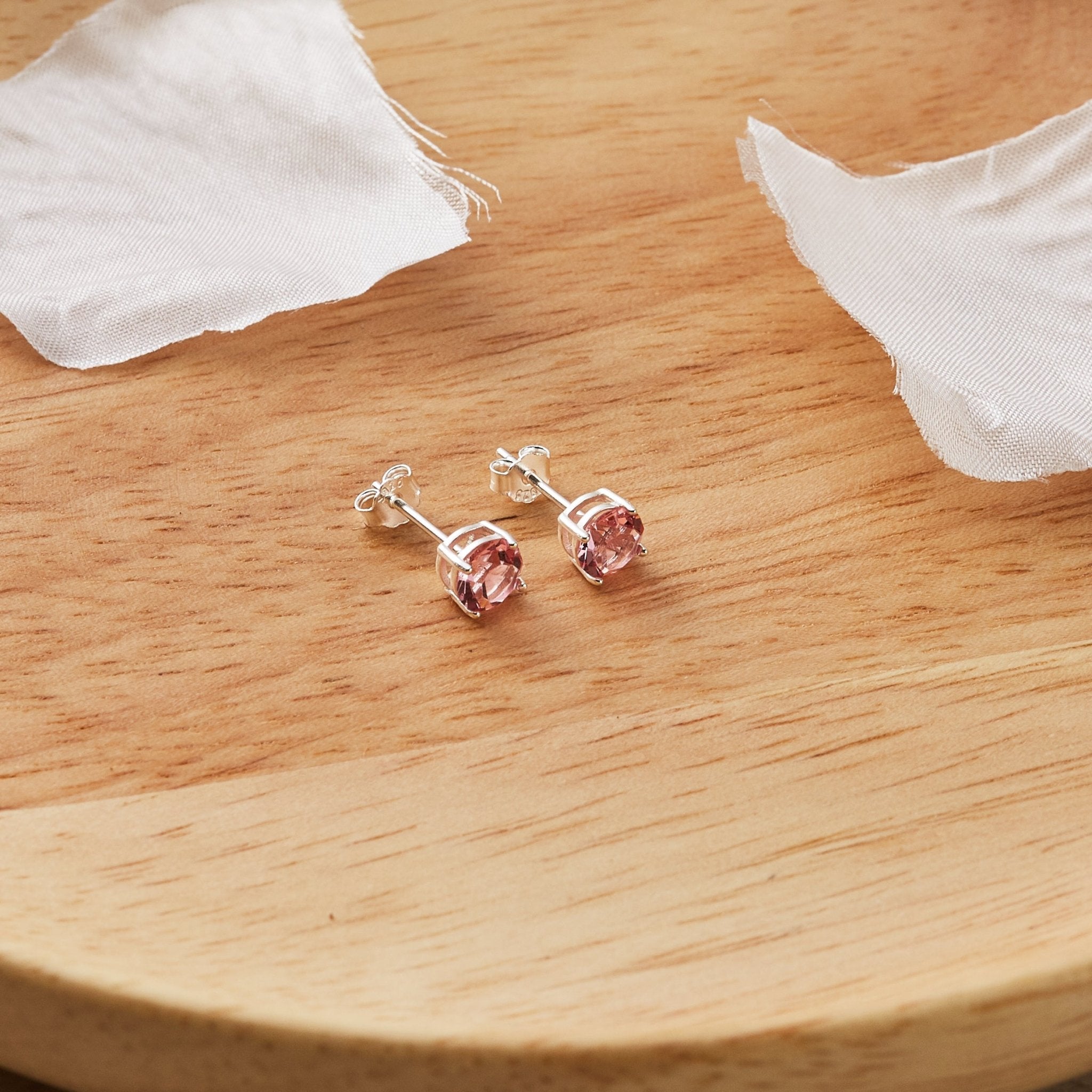 Sterling Silver October (Tourmaline) Birthstone Earrings Created with Zircondia® Crystals