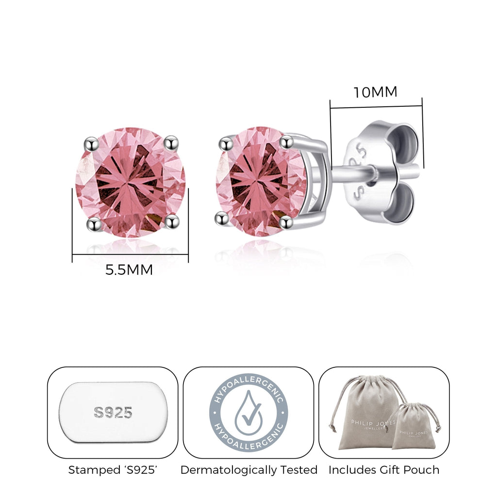 Sterling Silver October (Tourmaline) Birthstone Earrings Created with Zircondia® Crystals