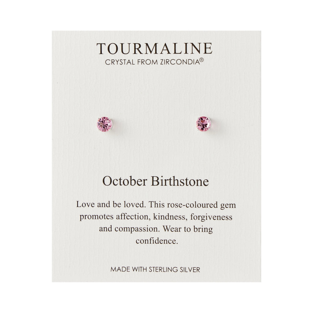 Sterling Silver October (Tourmaline) Birthstone Earrings Created with Zircondia® Crystals