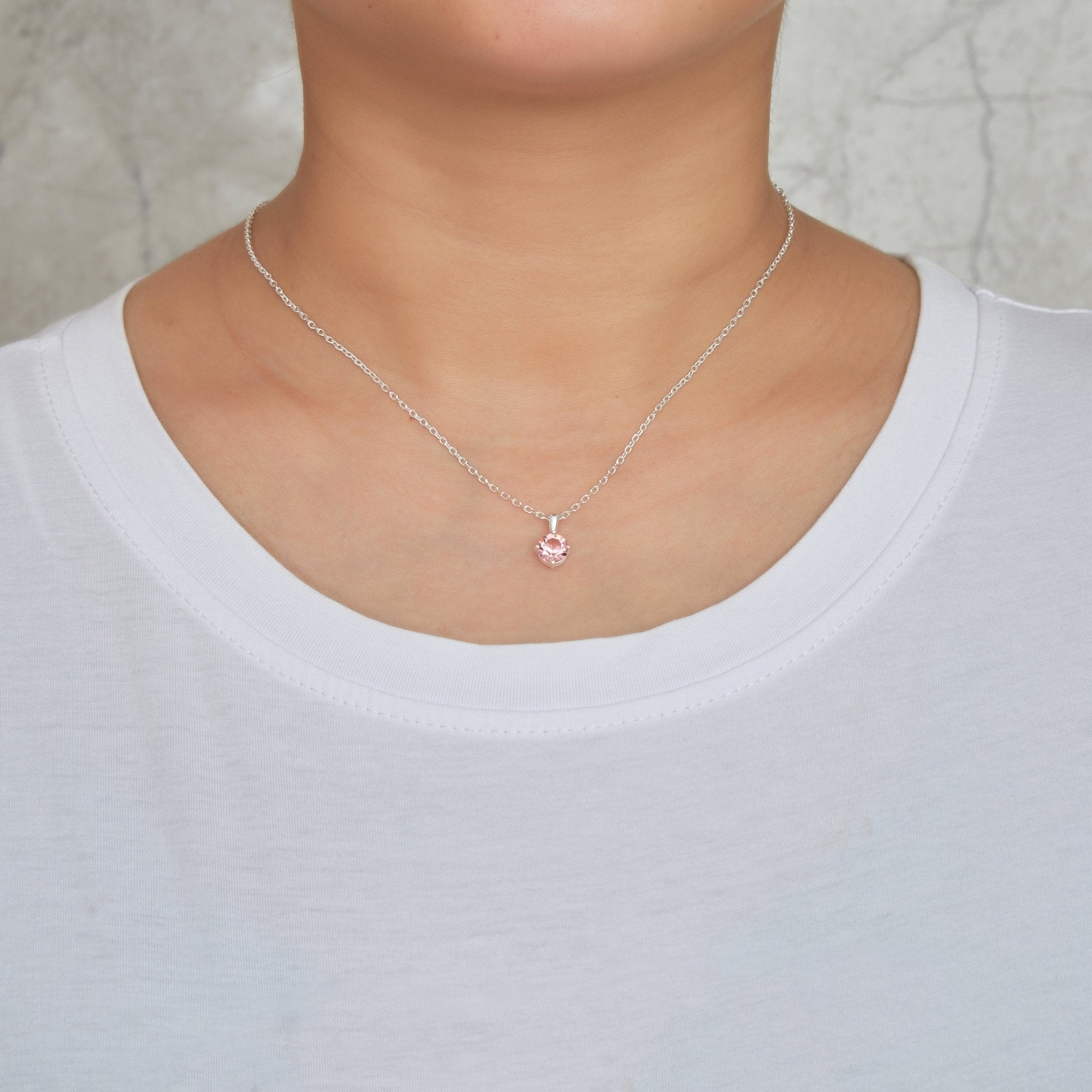 Sterling Silver October (Tourmaline) Birthstone Necklace & Earrings Set Created with Zircondia® Crystals