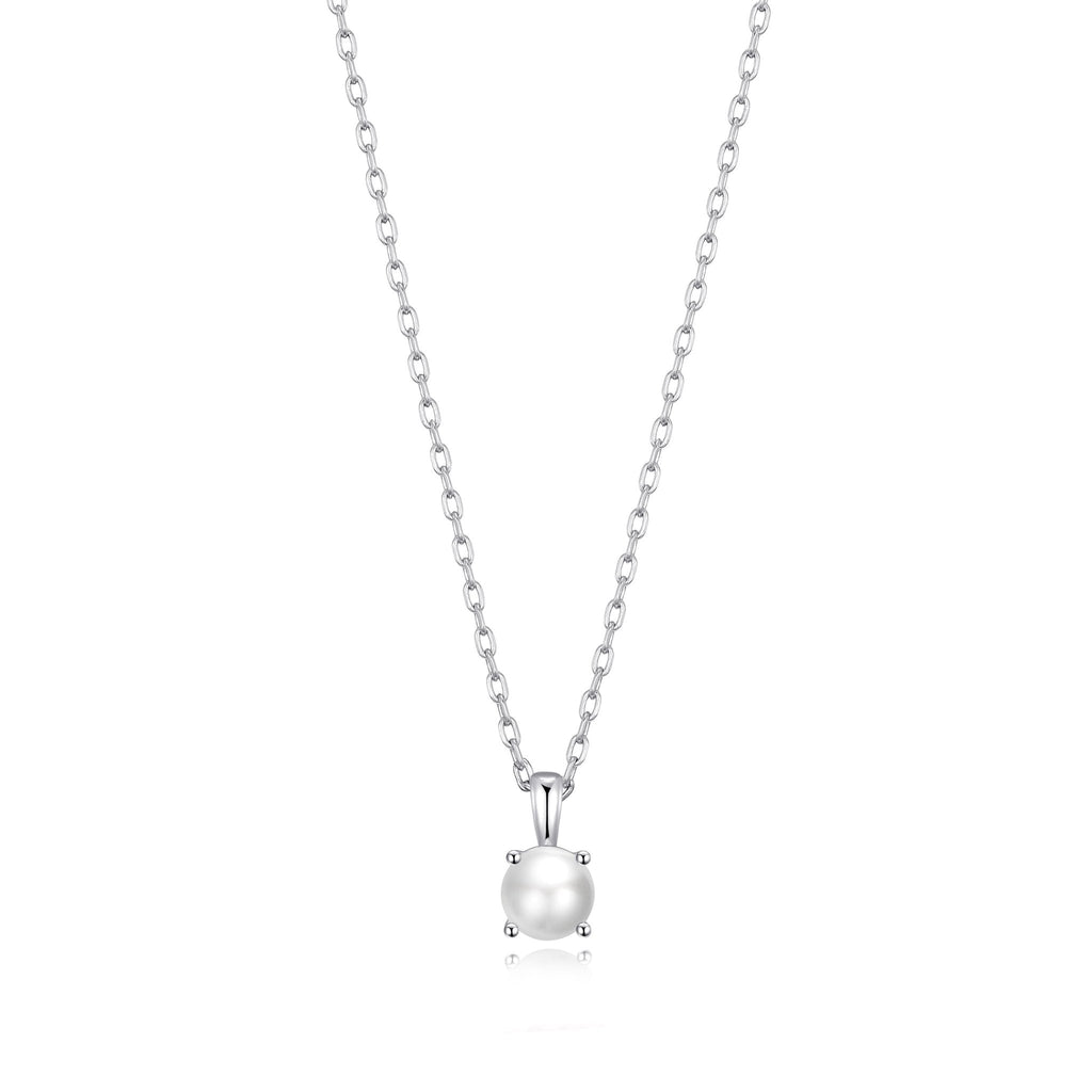 Sterling Silver Pearl Necklace Created with Gemstones from Zircondia®