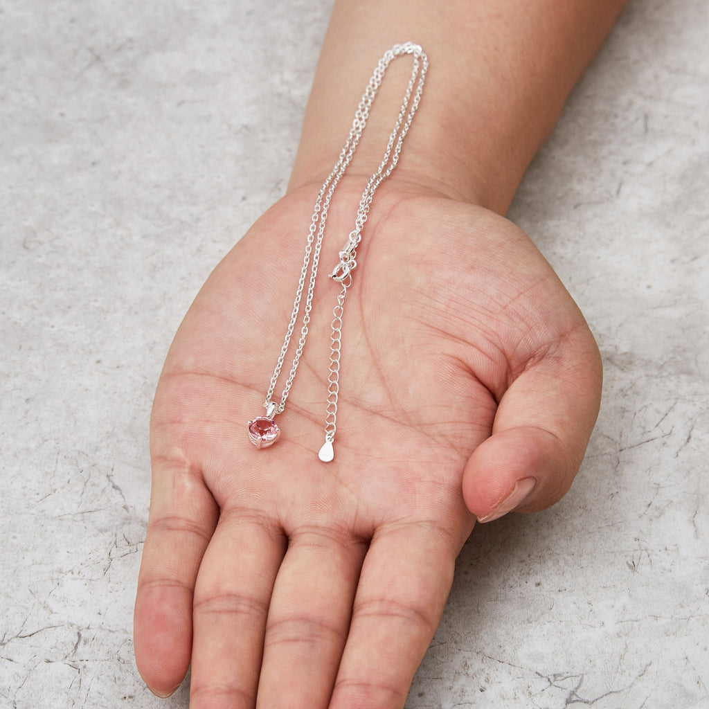 Sterling Silver Pink Necklace Created with Zircondia® Crystals