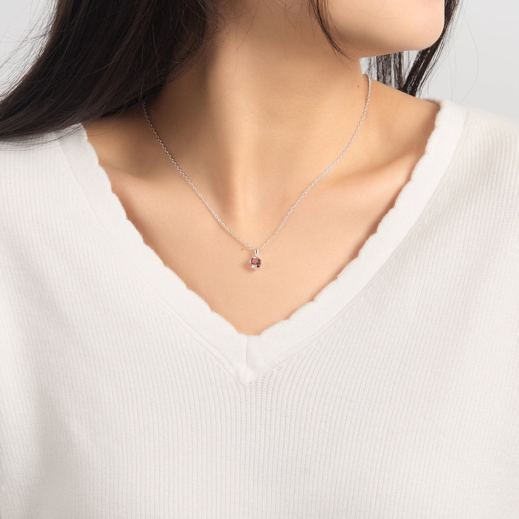 Sterling Silver Pink Necklace Created with Zircondia® Crystals