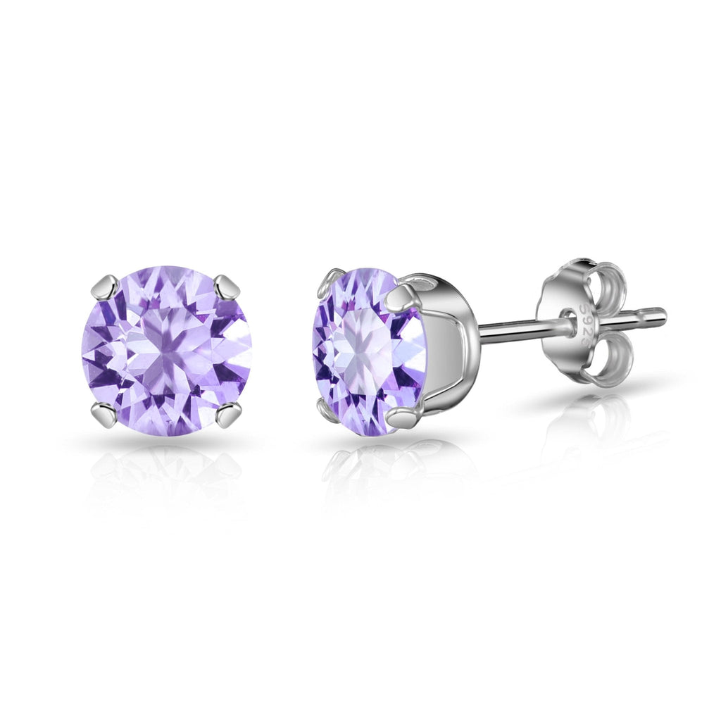 Sterling Silver Light Purple Earrings Created with Zircondia® Crystals