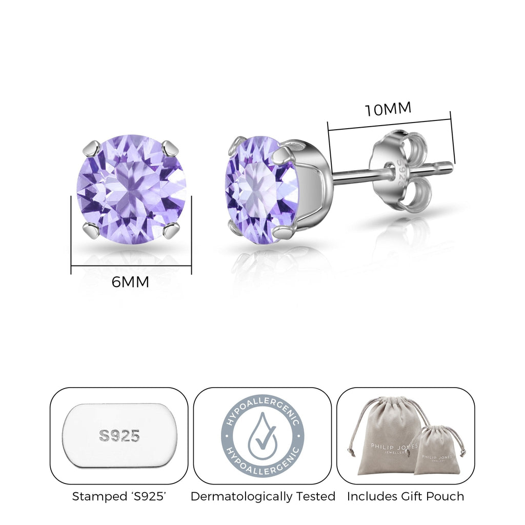 Sterling Silver Light Purple Earrings Created with Zircondia® Crystals