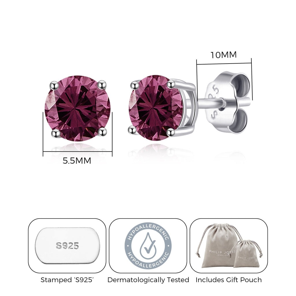 Sterling Silver Purple Earrings Created with Zircondia® Crystals