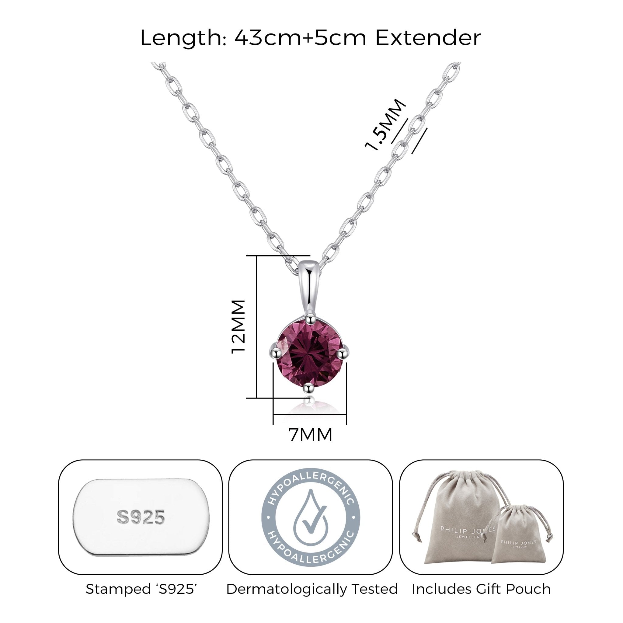 Sterling Silver Purple Necklace Created with Zircondia® Crystals